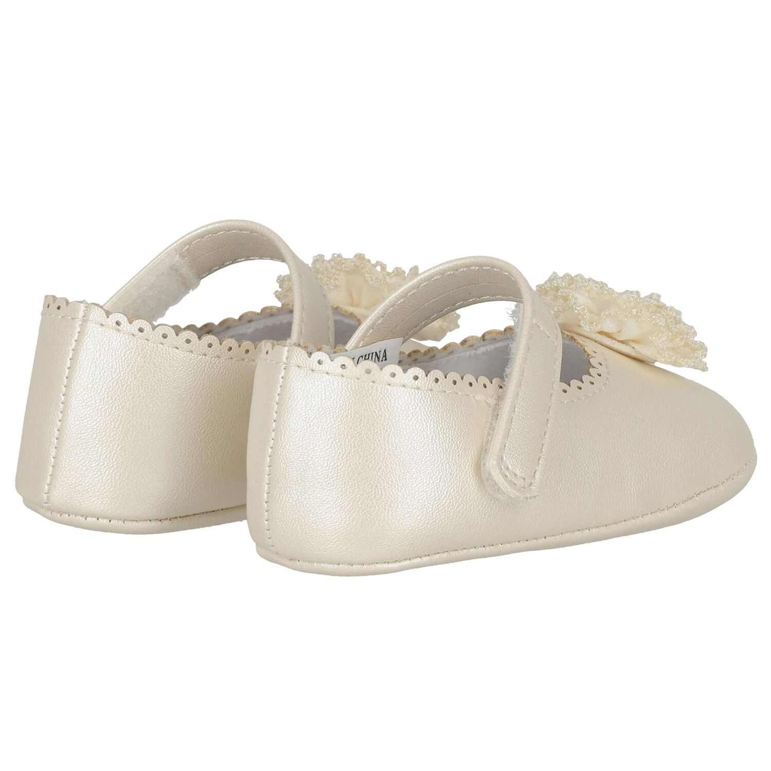 Baby Girls Gold Leather Pre Walker Shoes, 1, hi-res
