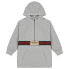 Grey Logo Web Striped Hooded Top, 1, hi-res