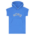 Girls Blue Logo Hooded Dress, 2, hi-res