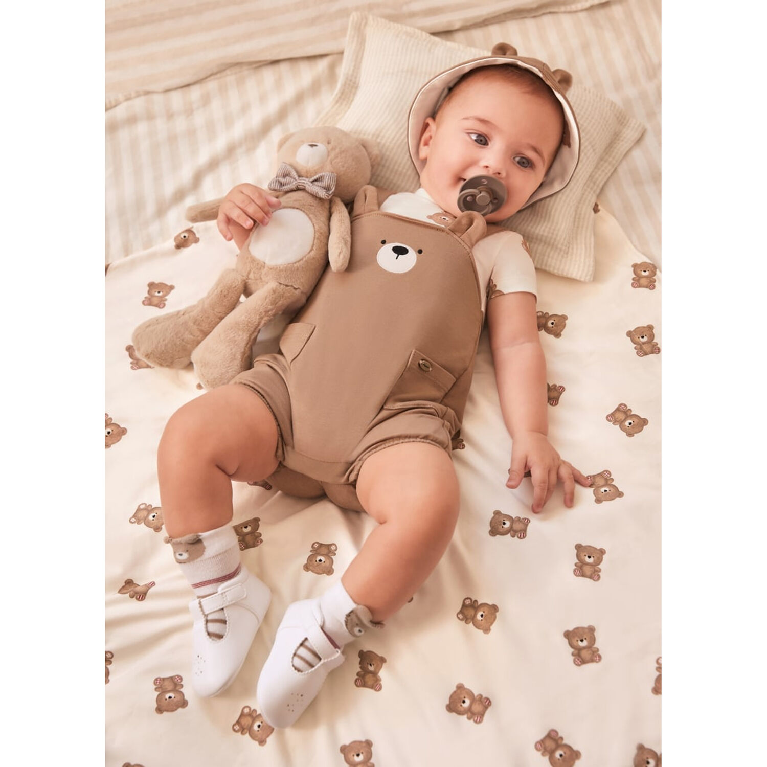 Ivory & Beige Teddy Baby Blanket, 1, hi-res