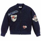 Girls Navy Blue Minnie Mouse Zip Up Top, 1, hi-res