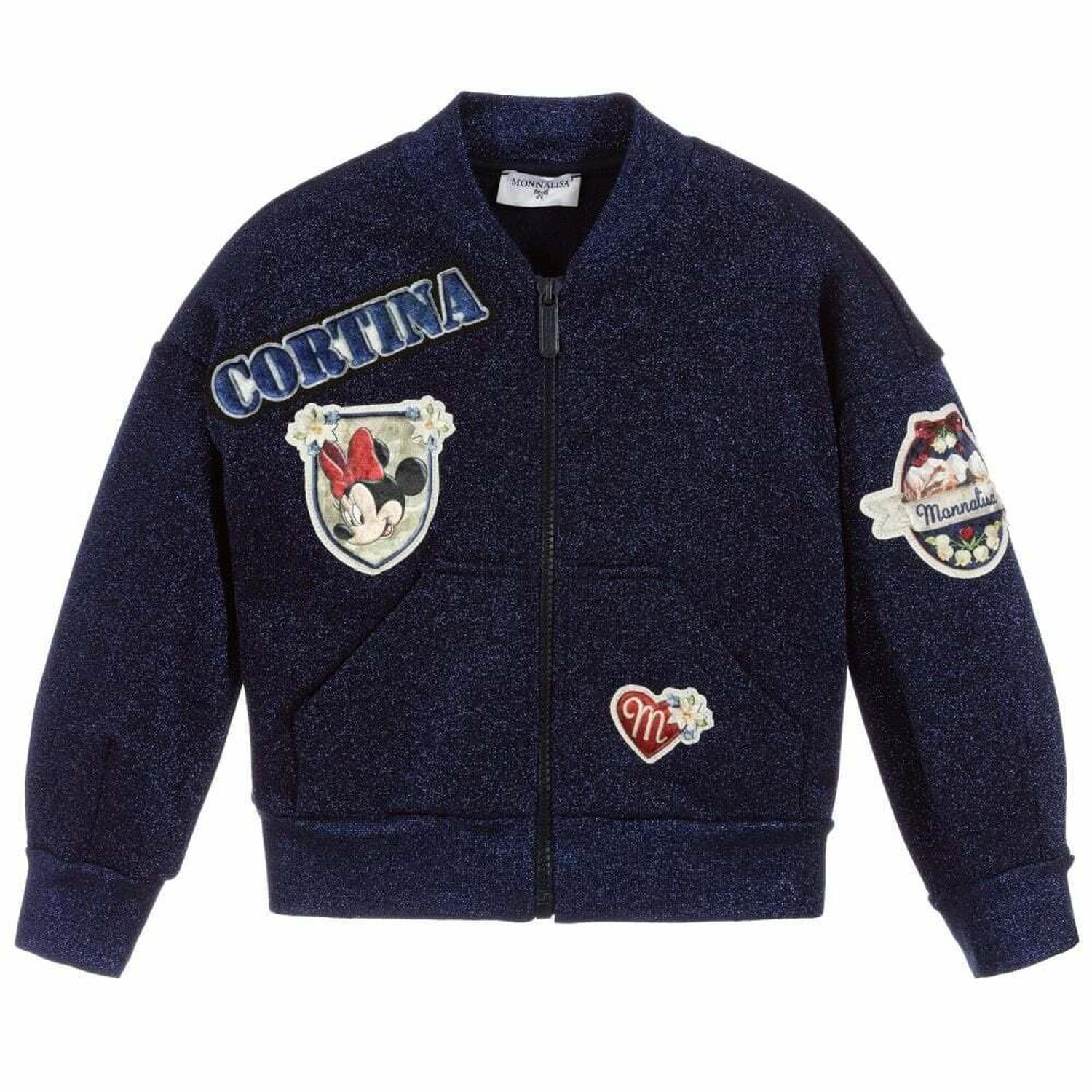 Girls Navy Blue Minnie Mouse Zip Up Top, 1, hi-res image number null