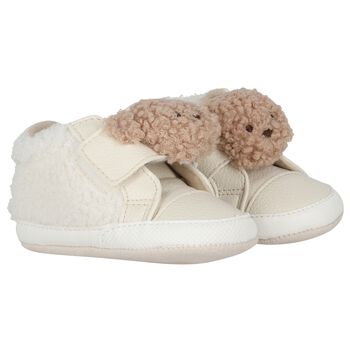 Ivory & Beige Sherpa Teddy Bear Baby Pre Walker Shoes