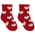 Younger Girls Red & Ivory Heart Socks ( 3 Pack ), 2, hi-res