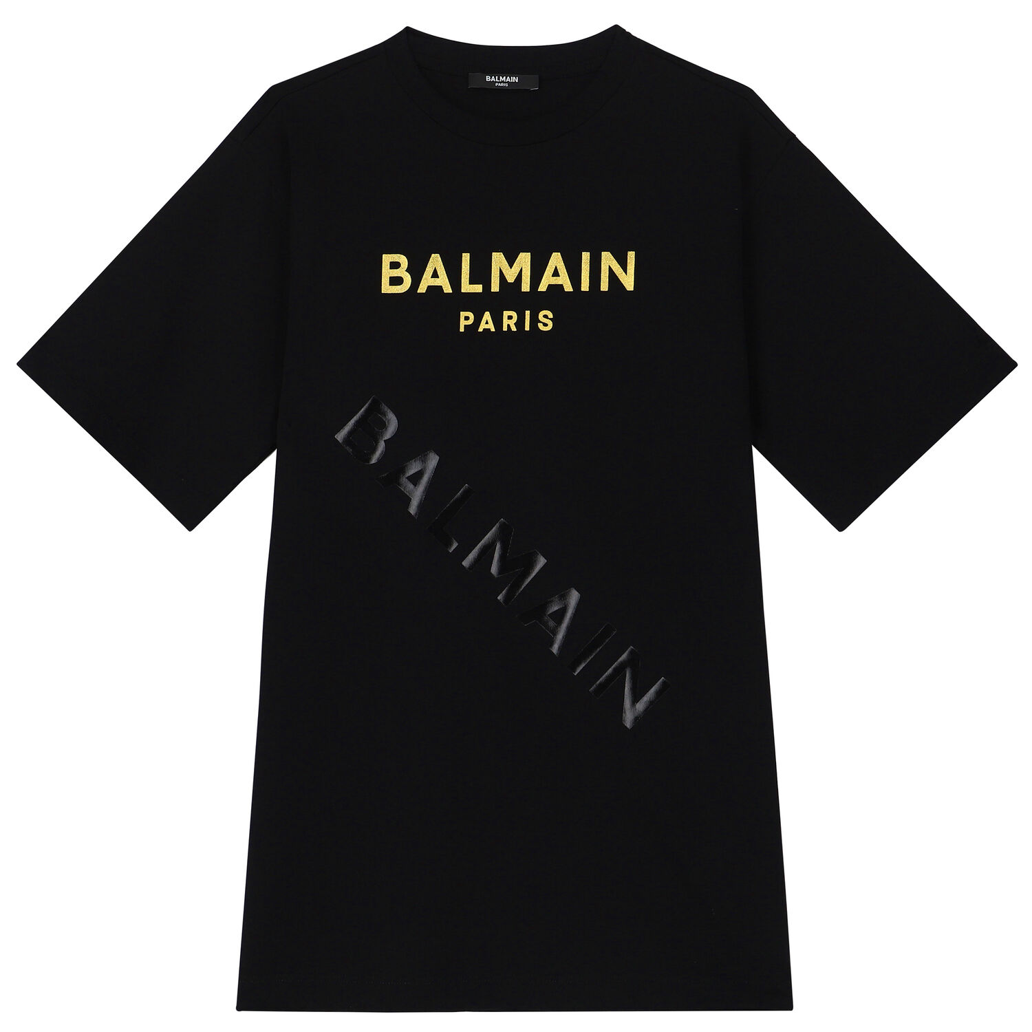 Girls Black Logo Dress, 1, hi-res