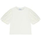 Girls Ivory Ribbed Top, 1, hi-res