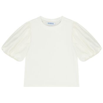 Girls Ivory Ribbed Top