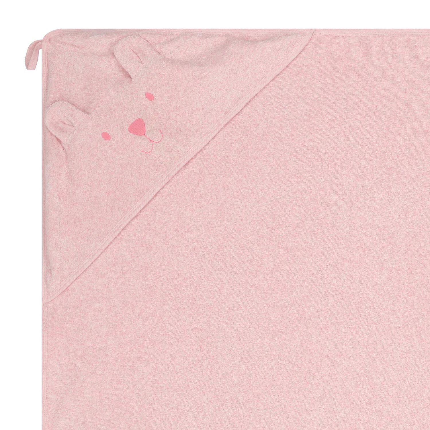 Baby Girls Pink Teddy Bear Hooded Towel, 2, hi-res