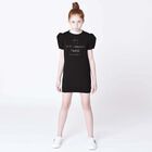 Girls Black Logo Dress, 1, hi-res