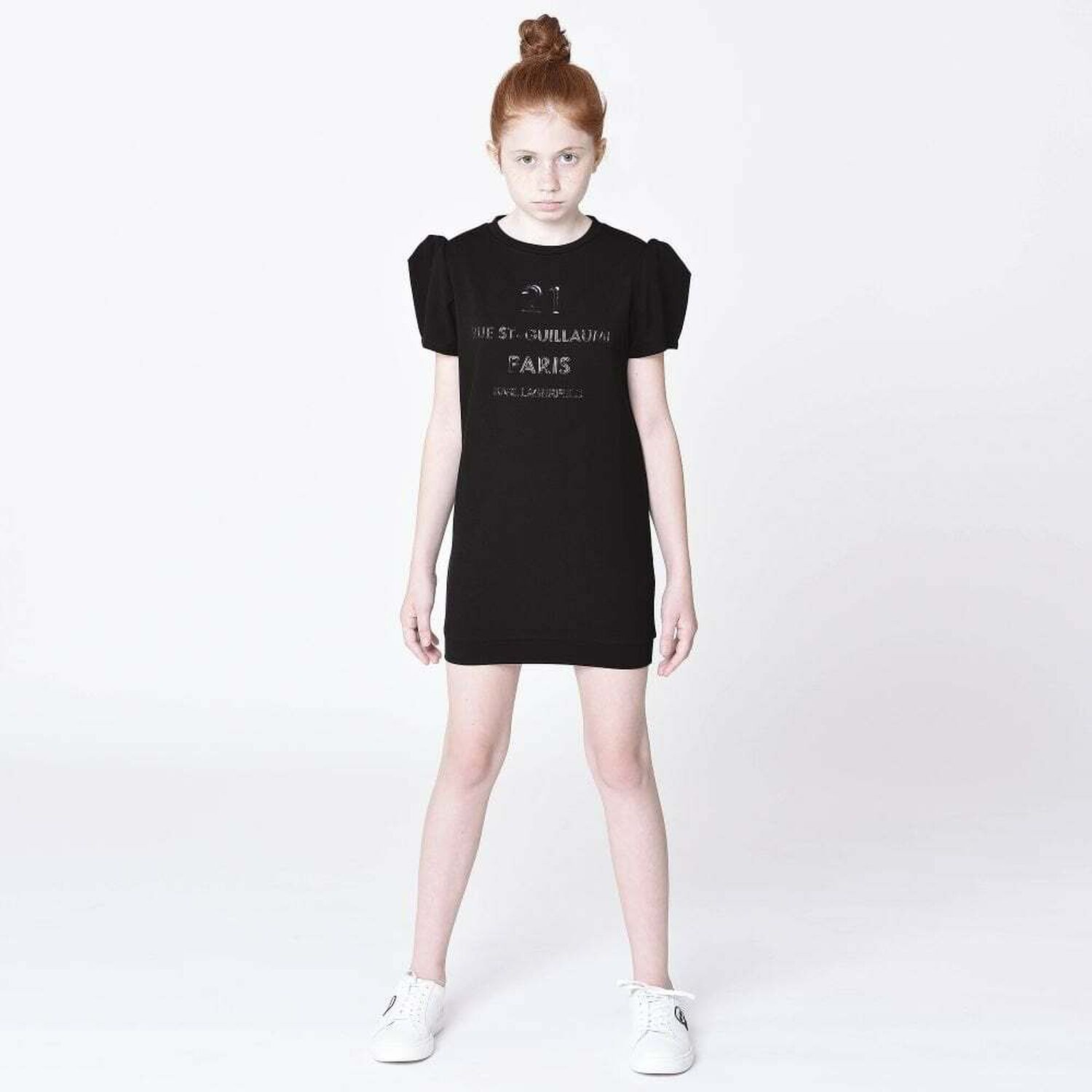 Girls Black Logo Dress, 1, hi-res image number null
