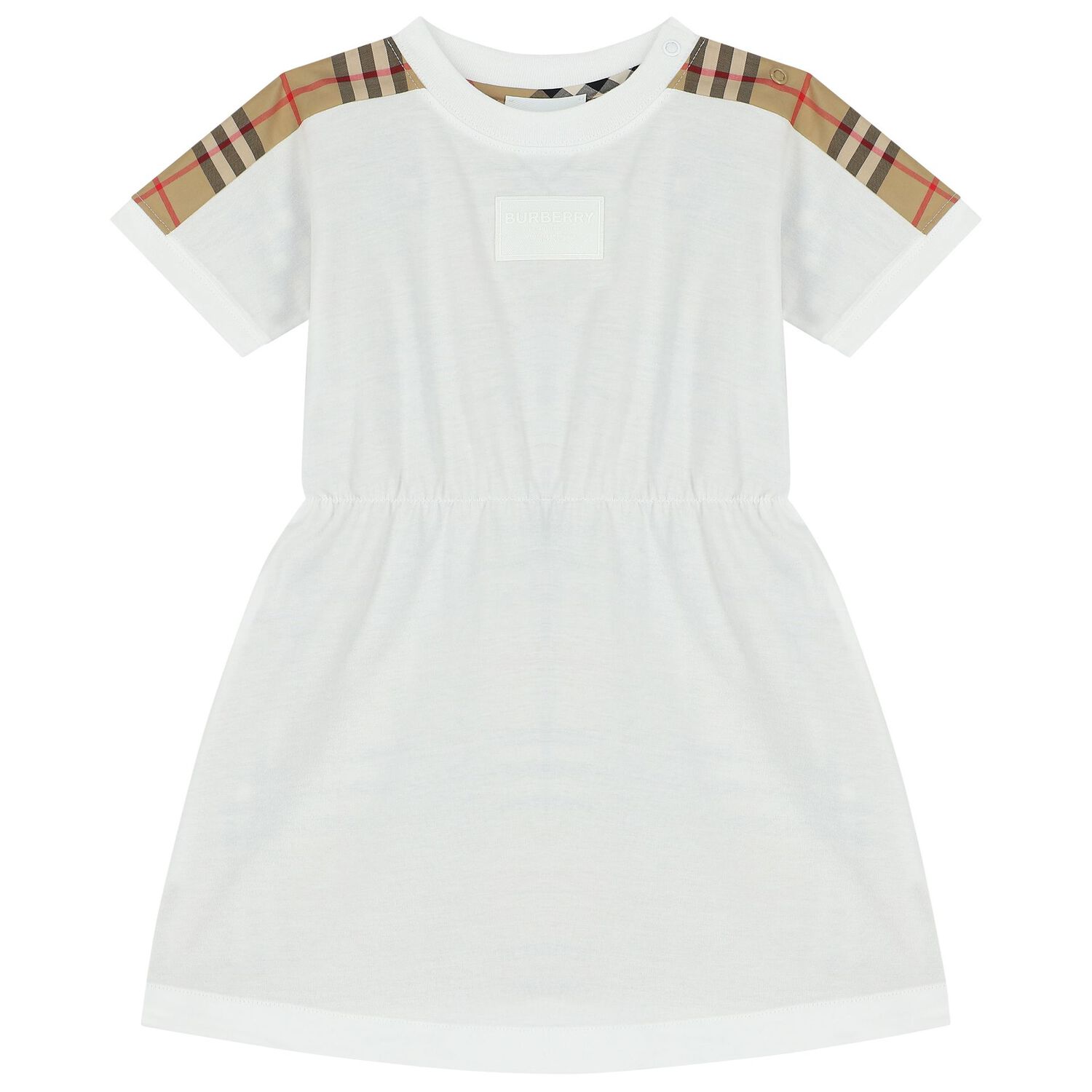 Baby Girls White & Beige Check Dress Set, 1, hi-res image number null