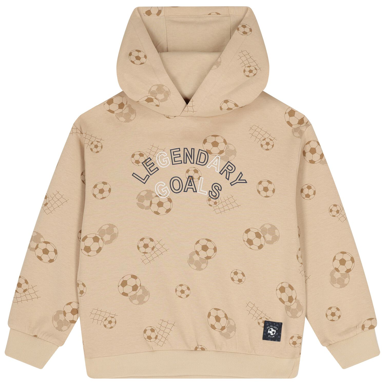Boys Beige Football Hooded Top , 1, hi-res