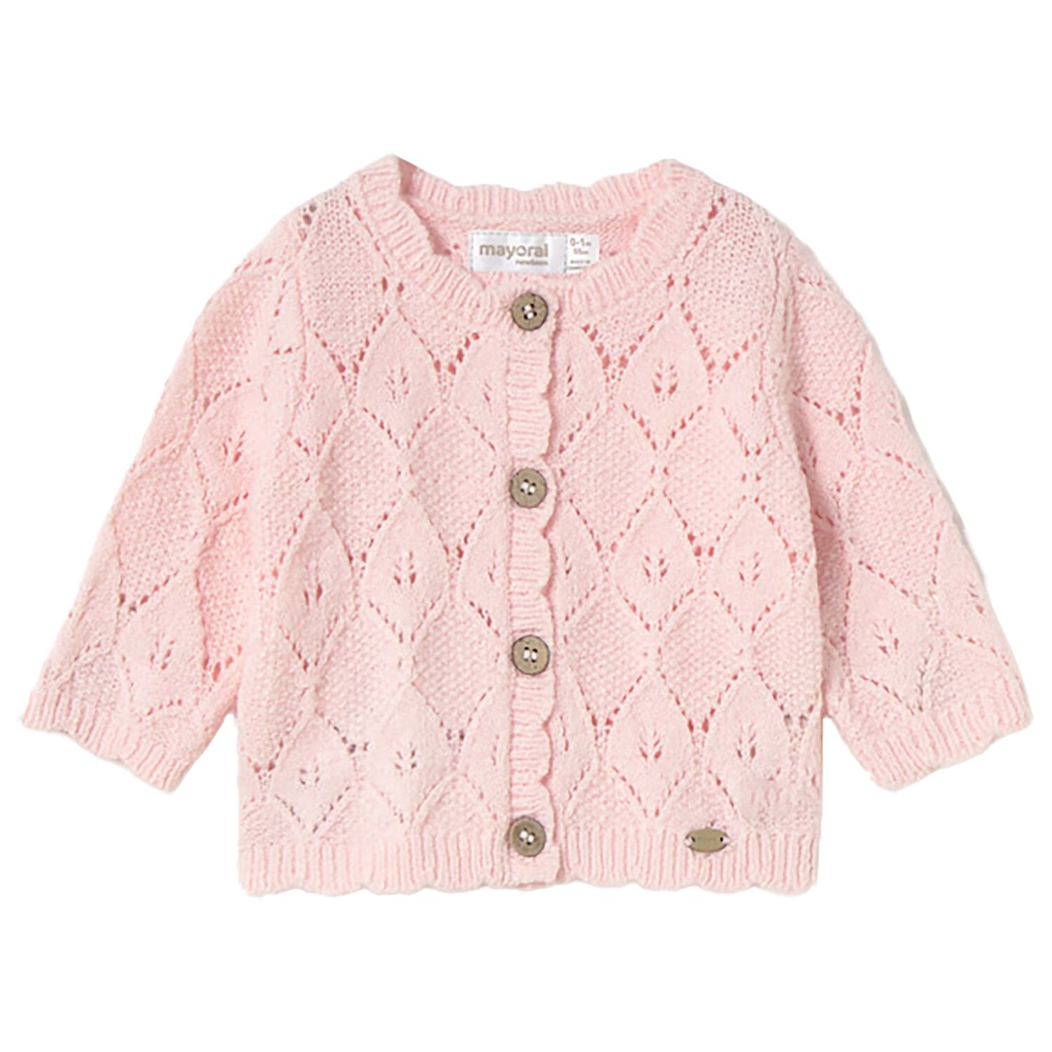 Baby Girls Pink Knitted Cardigan, 1, hi-res