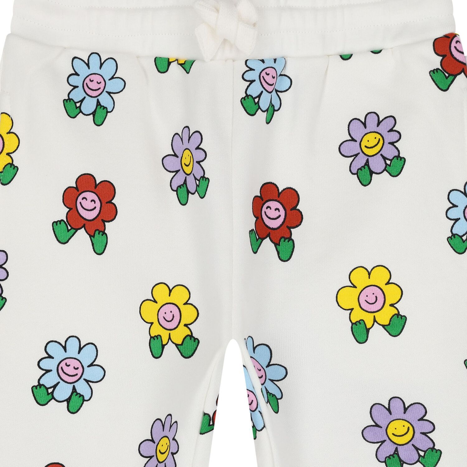 Younger Girls White Flower Joggers, 1, hi-res