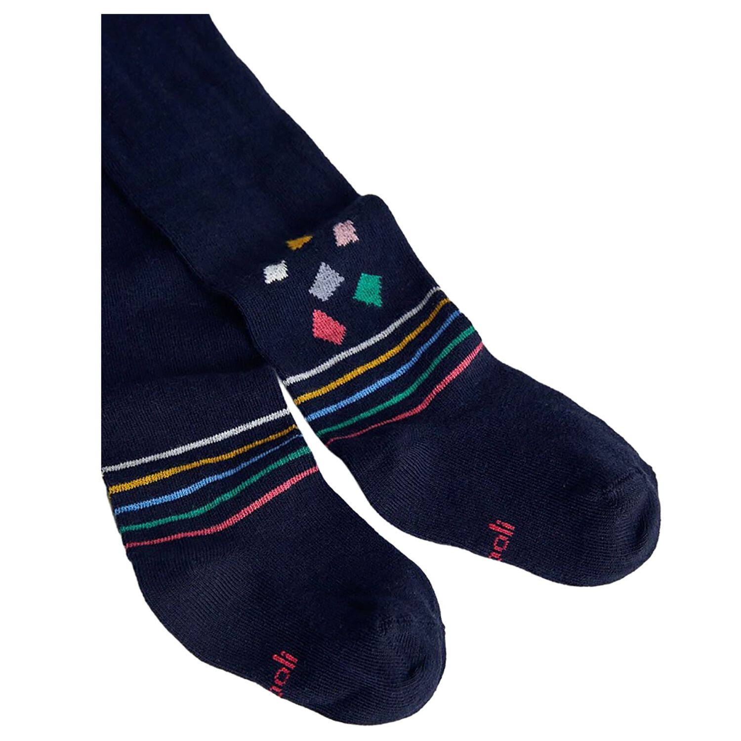 Girls Navy Blue Striped Tights, 1, hi-res