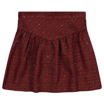 Girls Burgundy & Gold Tweed Frankie Skirt