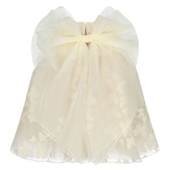 Younger Girls Ivory Butterfly Tulle Dress