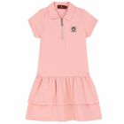 Girls Pink Logo Polo Dress, 2, hi-res