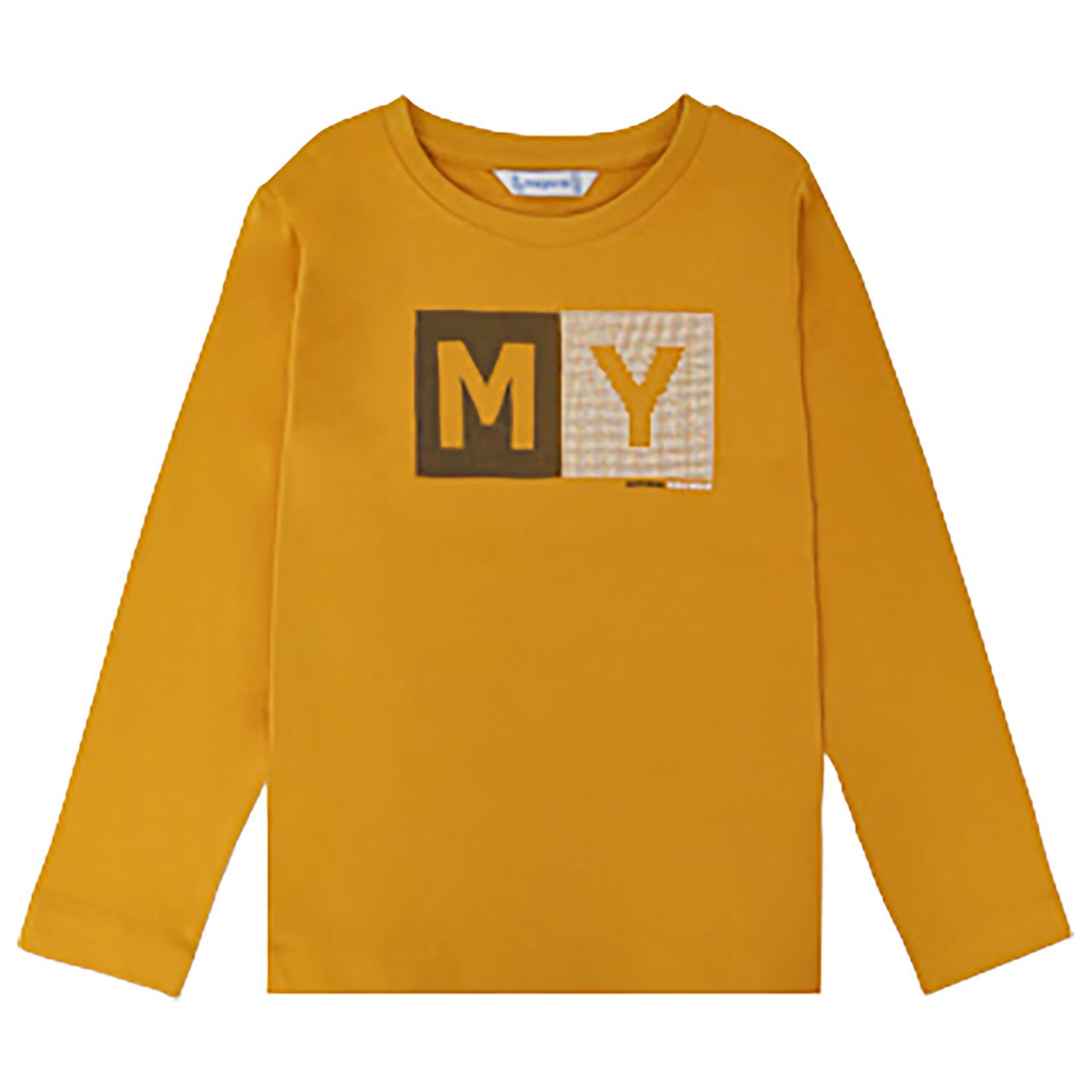 Boys Yellow Logo Long Sleeve Top, 2, hi-res