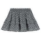 Girls Navy Blue & Ivory Logo Skirt, 1, hi-res