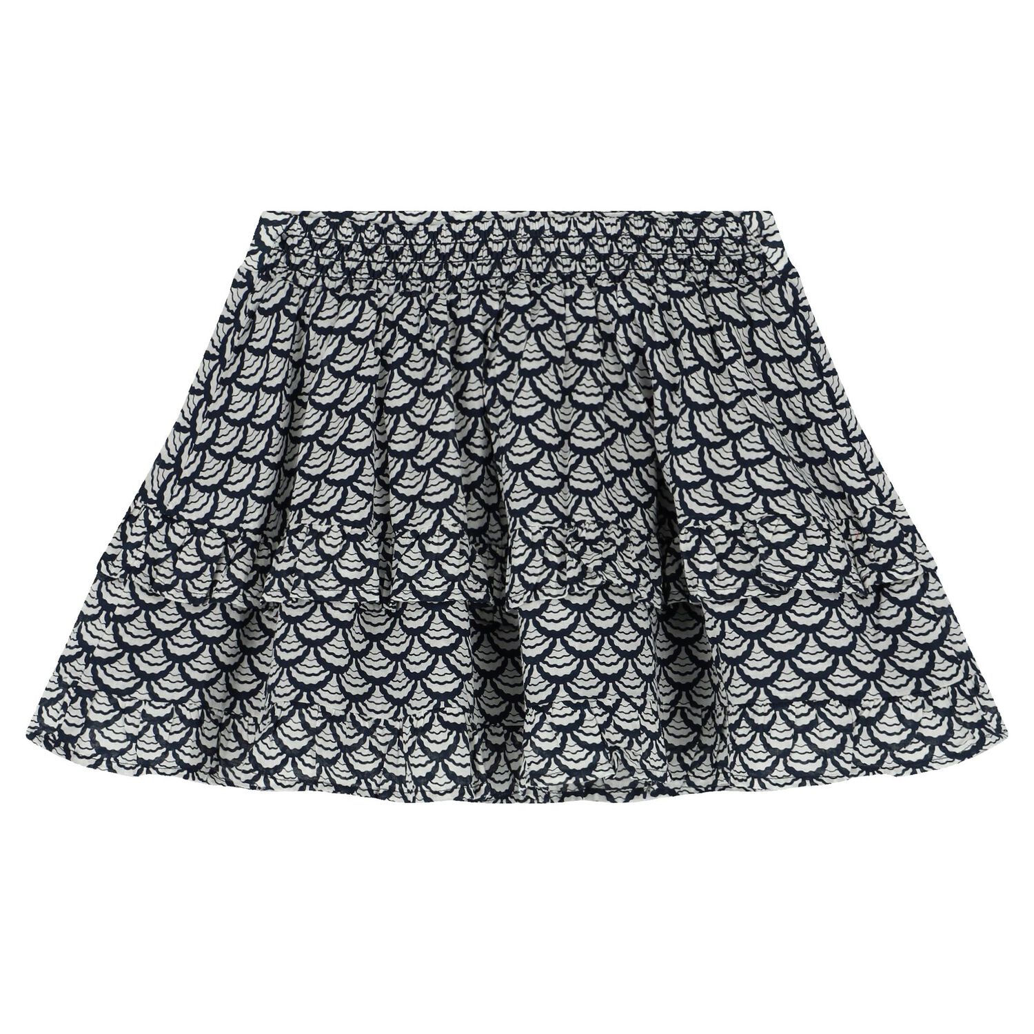 Girls Navy Blue & Ivory Logo Skirt, 1, hi-res