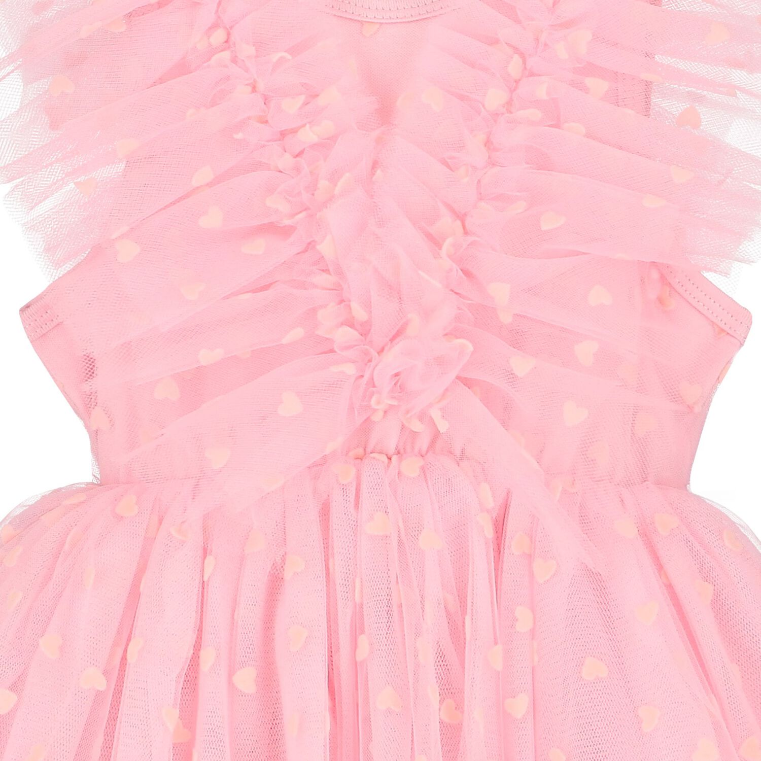 Baby Girls Pink Heart Tulle Dress, 1, hi-res