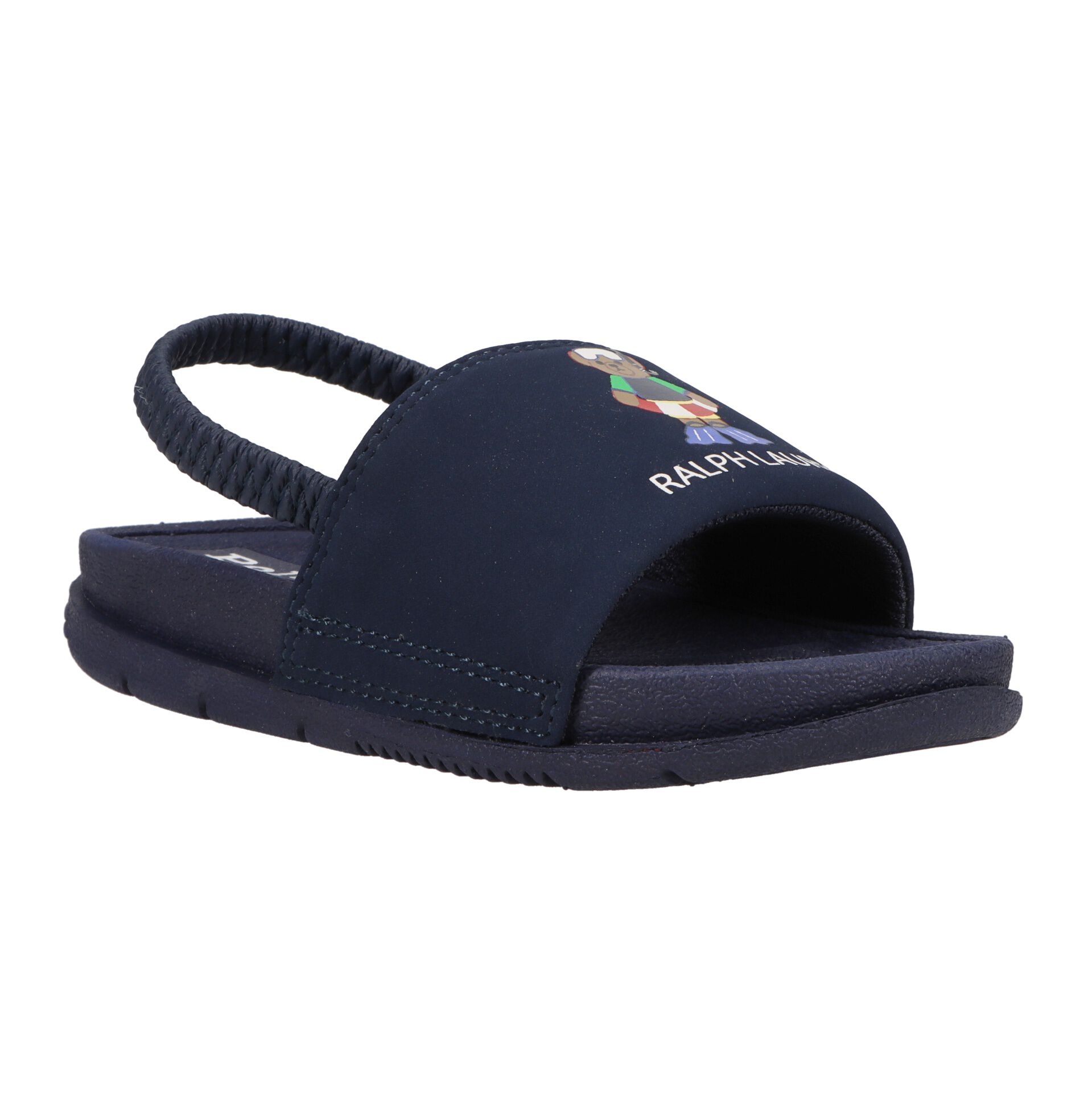 Ralph Lauren Younger Boys Navy Blue Logo Sliders Junior Couture UK