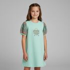 Girls Green Logo Bag Dress, 1, hi-res