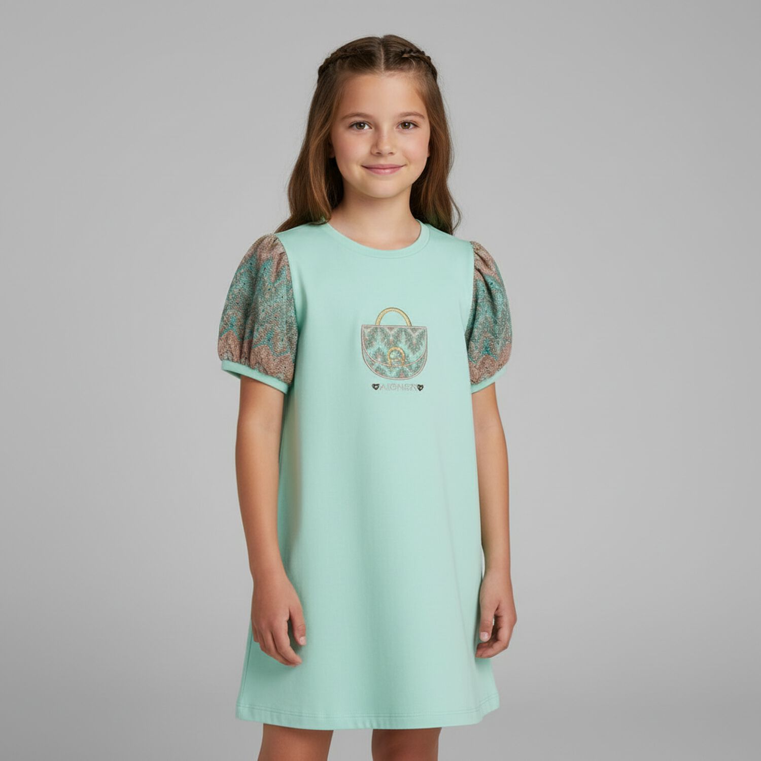 Girls Green Logo Bag Dress, 1, hi-res image number null