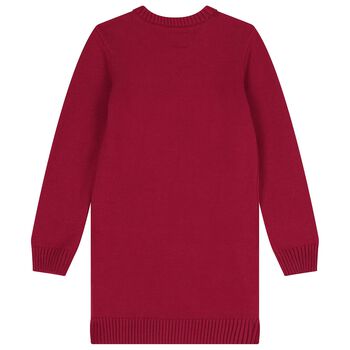 Girls Red Teddy Bear Knitted Sweatshirt