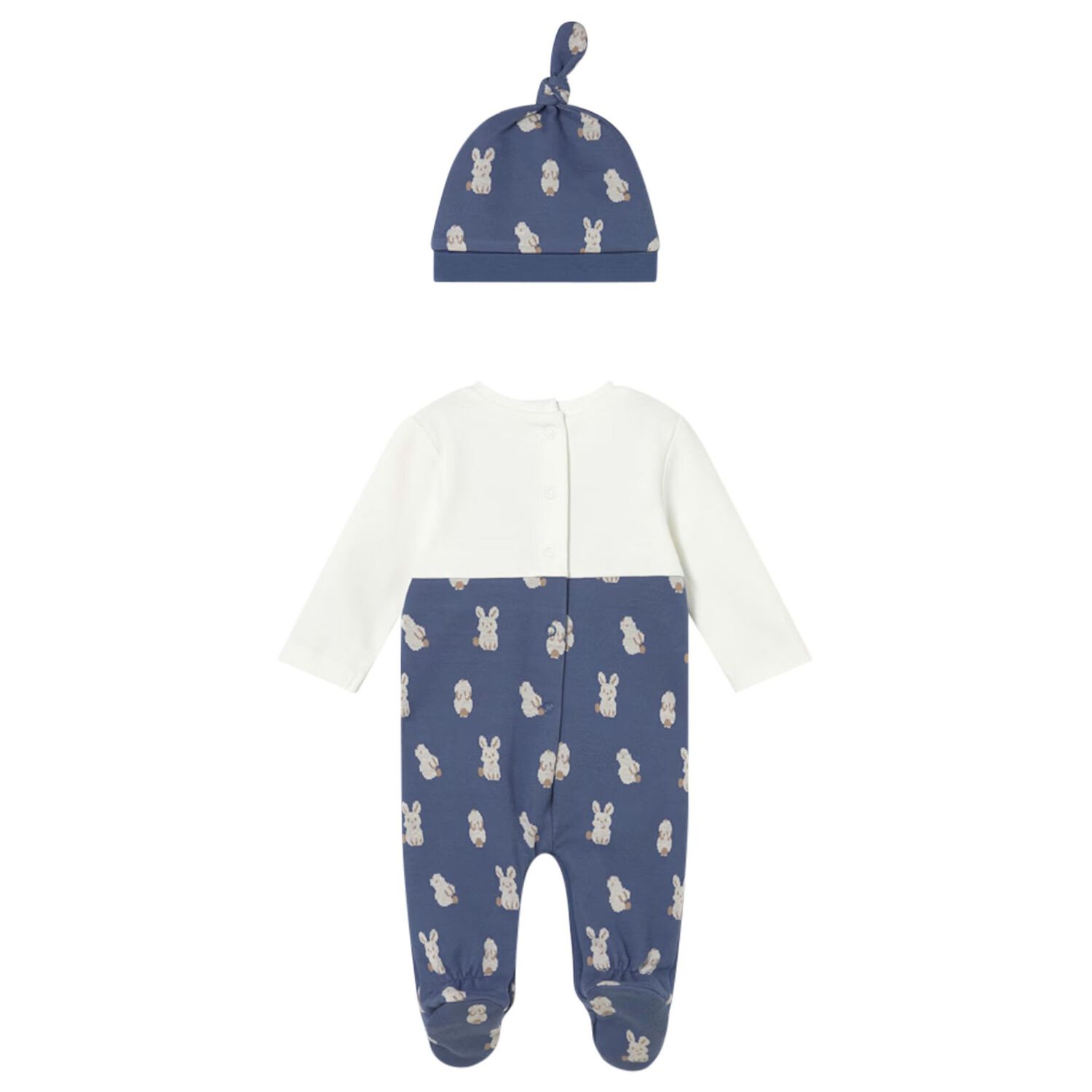 Baby Boys Ivory & Blue Babygrow Set, 3, hi-res