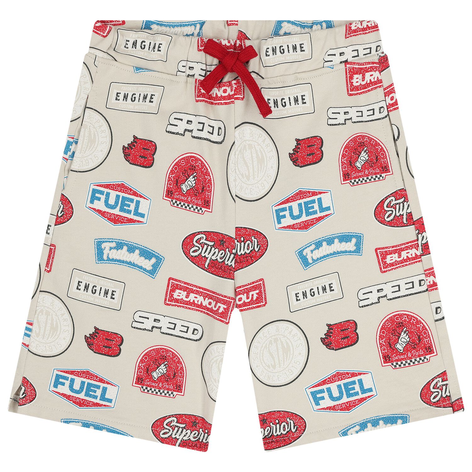 Boys Beige Logo Shorts, 1, hi-res