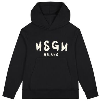 Black & Ivory Logo Hooded Top
