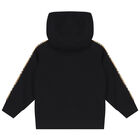Black Hooded Zip Up Top, 1, hi-res