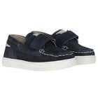 Younger Boys Navy Blue Suede Shoes, 1, hi-res