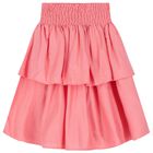 Girls Coral Tiered Cotton Skirt, 1, hi-res