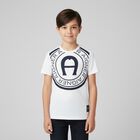 Boys White Logo T-Shirt, 1, hi-res
