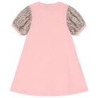 Girls Pink Logo Heart Dress, 2, hi-res