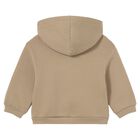 Younger Boys Beige Tiger Hooded Zip Up Top, 1, hi-res