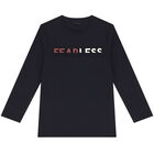 Boys Navy Long Sleeve Top, 2, hi-res