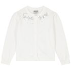 Girls White Cotton Sequin Cardigan, 1, hi-res