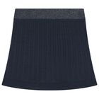Girls Navy Blue Knitted Skirt, 1, hi-res