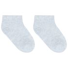 Baby Boys Blue & Ivory Socks (3 Pack), 1, hi-res