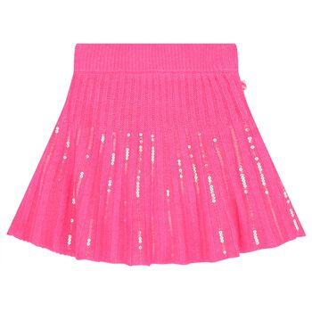 Girls Pink Embellished Knitted Skirt