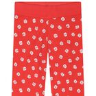Girls Red Floral Leggings, 1, hi-res