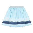 Girls Blue & White Broderie Anglaise Skirt Set, 2, hi-res