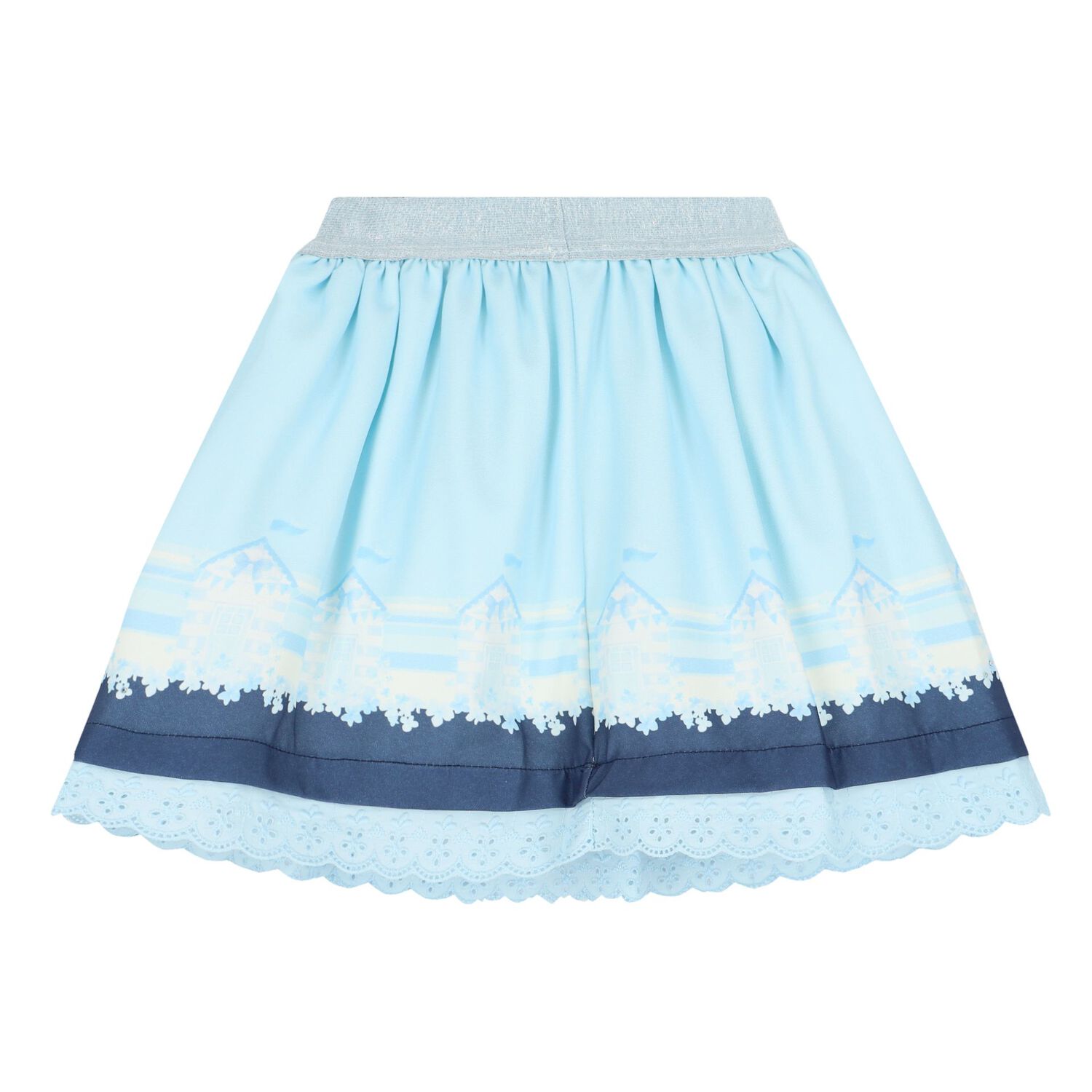 Girls Blue & White Broderie Anglaise Skirt Set, 2, hi-res