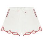 Girls Ivory Scalloped Hem Shorts, 1, hi-res