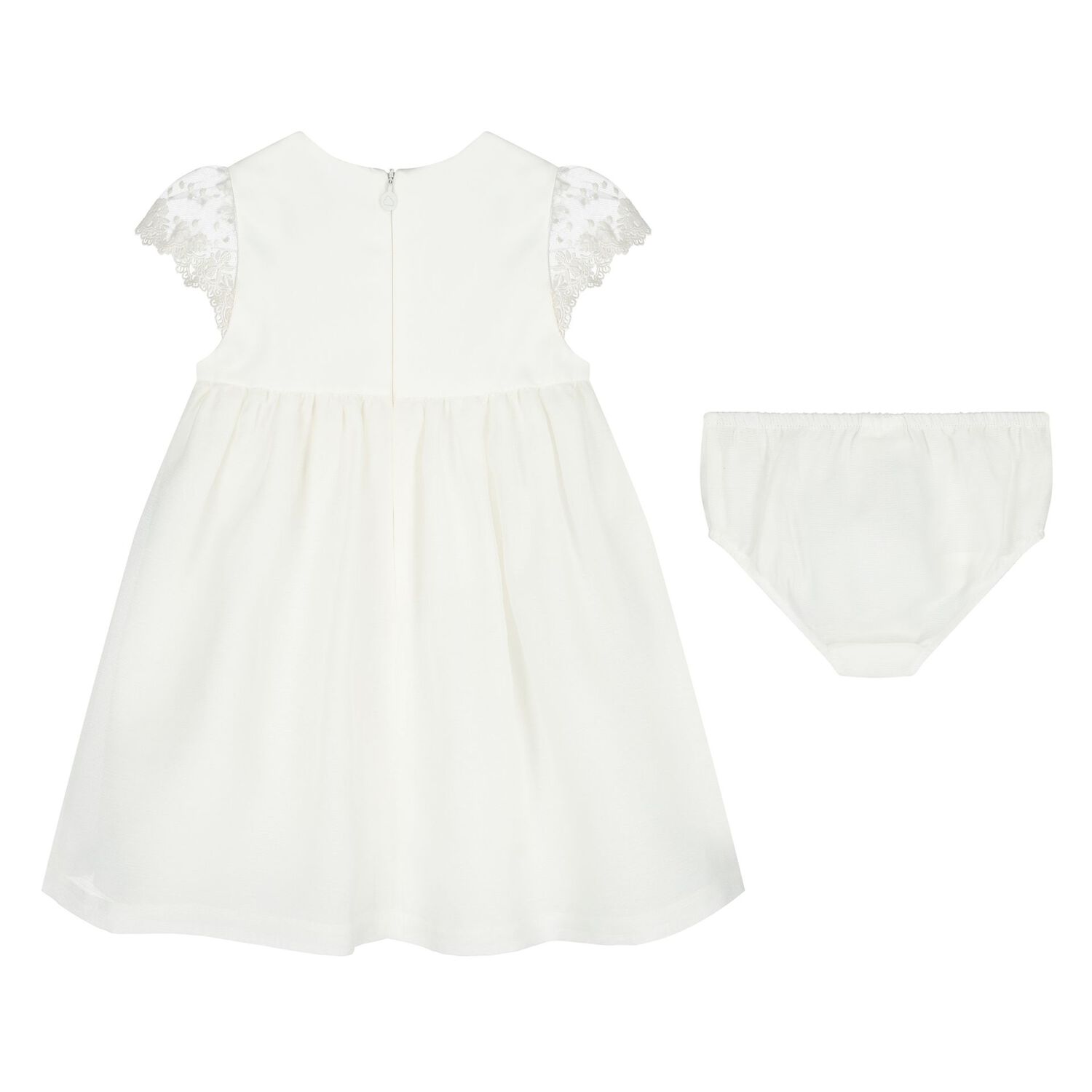 Baby Girls White Lace Dress Set, 1, hi-res