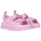 Girls Pink Chunky Logo Sandals , 2, hi-res
